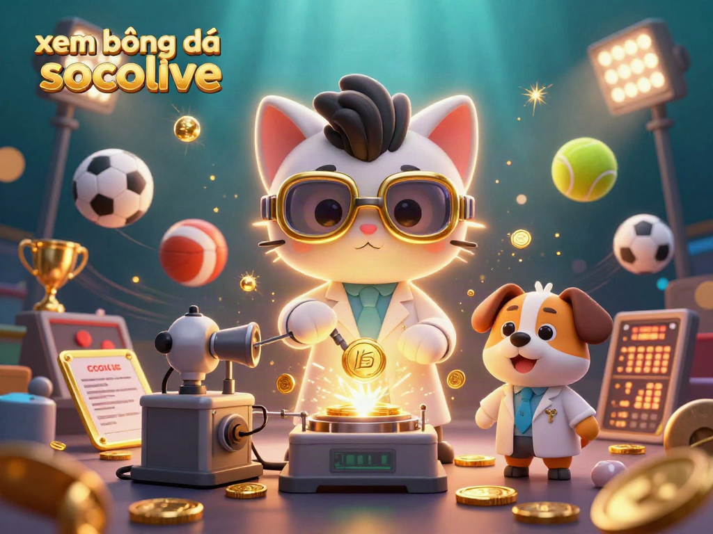 xem bóng đá socolive - Dynamic sports betting illustration featuring a mad scientist cat and loyal dog in a colorful lab.
