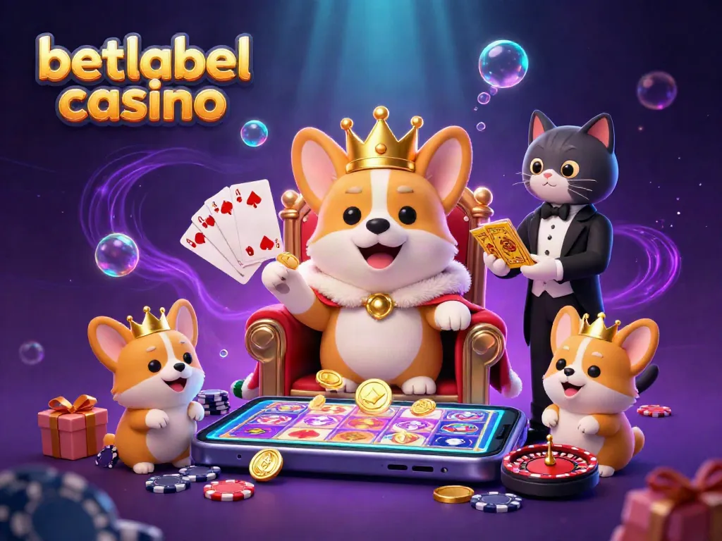 Experience thrilling gaming at betlabel casino with a royal corgi scene full of excitement.