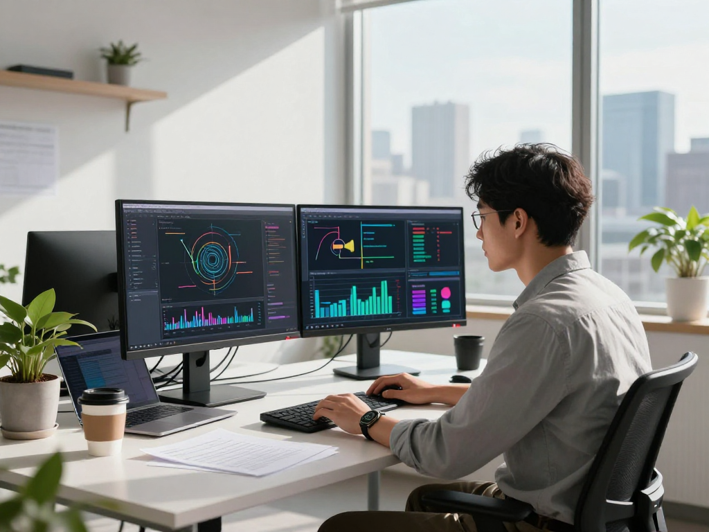 Analyzing Juicy ai data visualizations in a modern tech workspace.